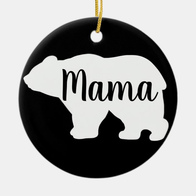 Ornamento De Cerâmica Bonita mãe urso de design presente para ela (Frente)