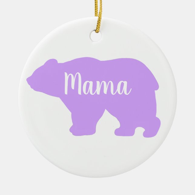 Ornamento De Cerâmica Bonita mãe urso design presente de dia de as mães (Frente)