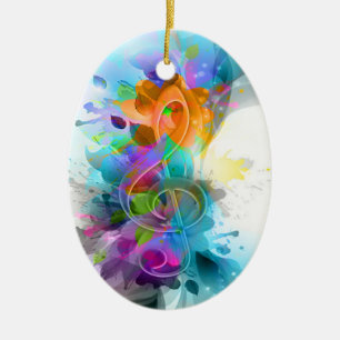 Ornamento De Cerâmica Bonita nota de música colorida com água