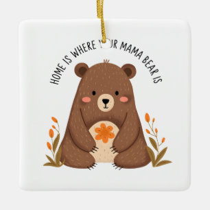 Ornamento De Cerâmica Bonita Urso de Mama com Flores