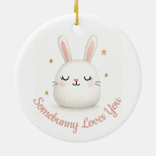 Ornamento De Cerâmica Bonito Algures Te Ama Um Coelhinho Personalizável