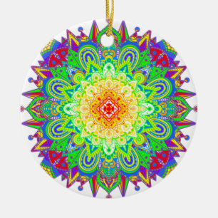 Ornamento De Cerâmica Bonito Arco-Íris Colorido Mandala Abstrato Art