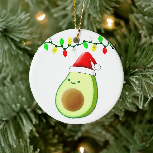 Ornamento De Cerâmica Bonito Avocado Desenho Noel Luzes de Natal (Árvore)