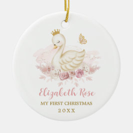 Ornamento De Cerâmica Bonito Blush Swan Princess Baby 1rua Natal