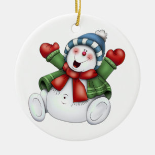 Ornamento De Cerâmica Bonito boneco de neve