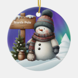 Ornamento De Cerâmica Bonito boneco de neve no Polo Norte com luzes de n