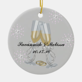 Ornamento De Cerâmica Bonito casado; Nosso primeiro Natal