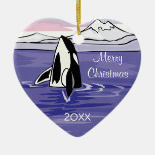 Ornamento De Cerâmica bonito cena de orca ártica