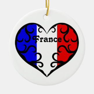 Ornamento De Cerâmica Bonito coração francês no branco
