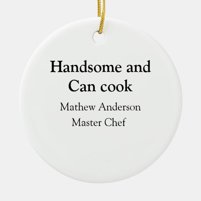 Ornamento De Cerâmica Bonito e pode cozinhar adicionar nome master chef  (Frente)