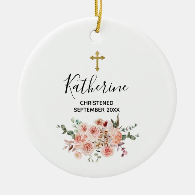 Ornamento De Cerâmica Bonito Floral Personalizada Garota Cristã (Frente)
