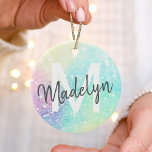 Ornamento De Cerâmica Bonito Glitter Holographic Iridescente Girly<br><div class="desc">Um bonito plano de fundo brilhante em lindas cores pastel. Você pode personalizar facilmente com seu monograma e/ou nome personalizado.</div>