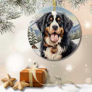 Ornamento De Cerâmica Bonito inverno Natal Bernese Montanha