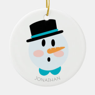 Ornamento De Cerâmica Bonito inverno Personalizado Snowman Face Natal