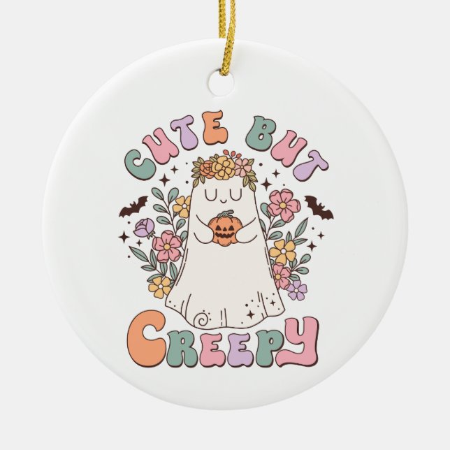 Ornamento De Cerâmica Bonito, mas assustador Halloween (Frente)