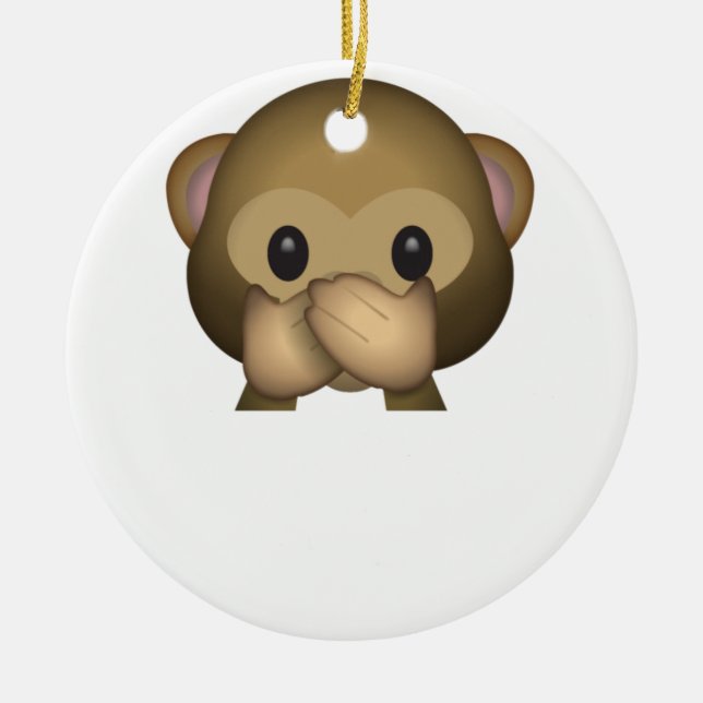 Ornamento De Cerâmica Bonito não fale nenhum macaco mau Emoji (Frente)