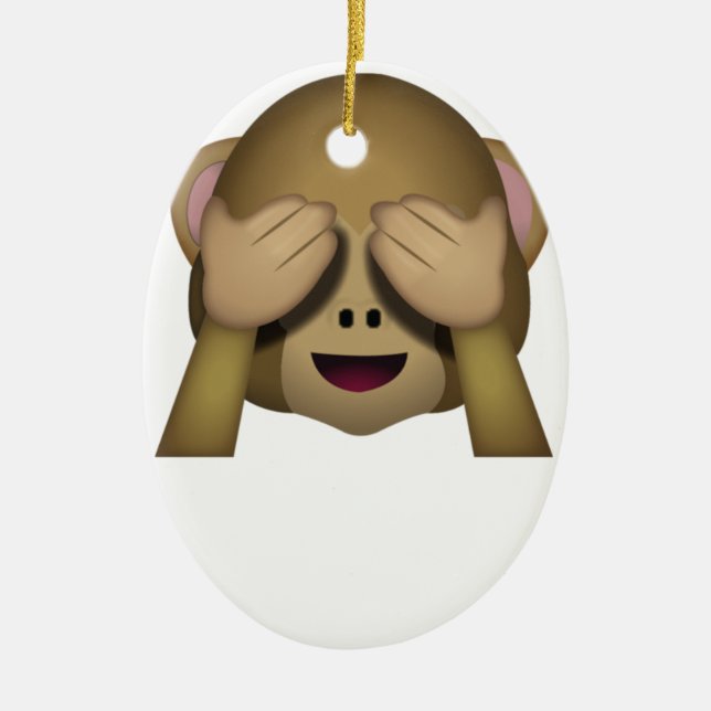 Ornamento De Cerâmica Bonito não veja nenhum macaco mau Emoji (Frente)