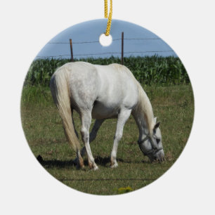 Ornamento De Cerâmica Bonito Natal de Cavalo Branco