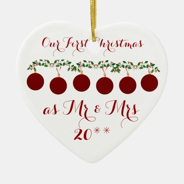 Ornamento De Cerâmica Bonito nosso primeiro Natal Ornament junto (Frente)