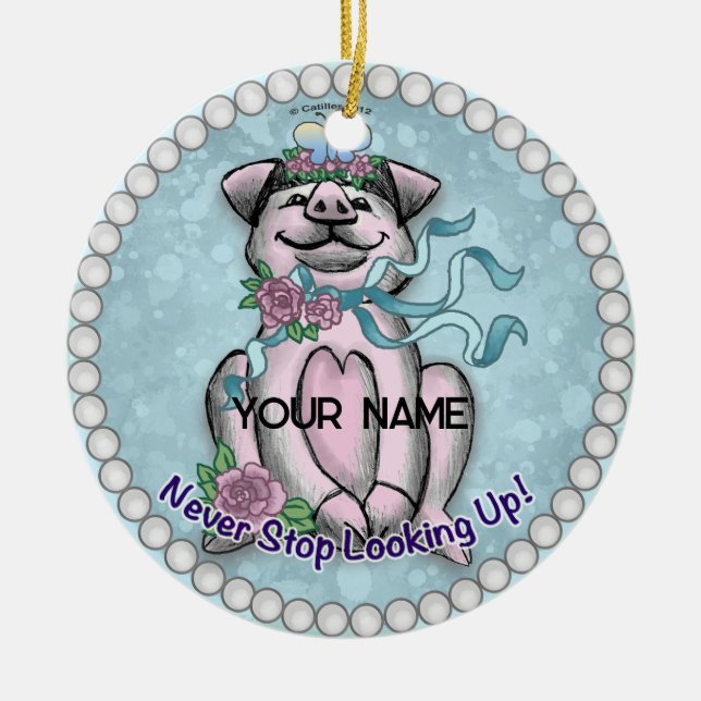 Ornamento De Cerâmica Bonito Porquinho (Frente)