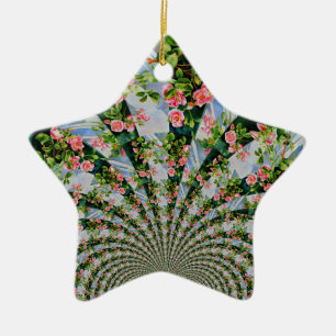 Ornamento De Cerâmica Bonito rosa-boho, rosas vermelhas, flor-aquarela