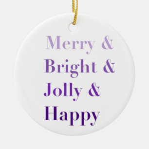 Ornamento De Cerâmica Bonito Tipografia Colorida Feliz Natal Brilhante