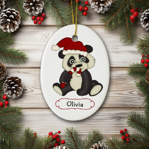 Ornamento De Cerâmica Bonito Urso de Panda Personalizado Natal