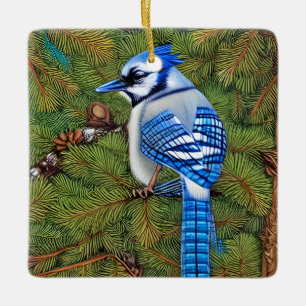 Ornamento De Cerâmica Bonito Wilderness Blue Jay