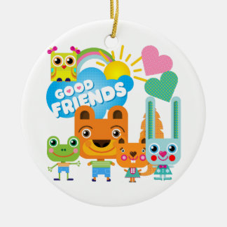 Ornamento De Cerâmica Bons Amigos Animais