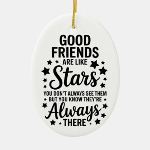 Ornamento De Cerâmica Bons Amigos São Como Estrelas Citação Inspiradora