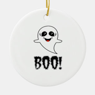 Ornamento De Cerâmica Boo! Bonito Halloween Por Lucas Retro Classic