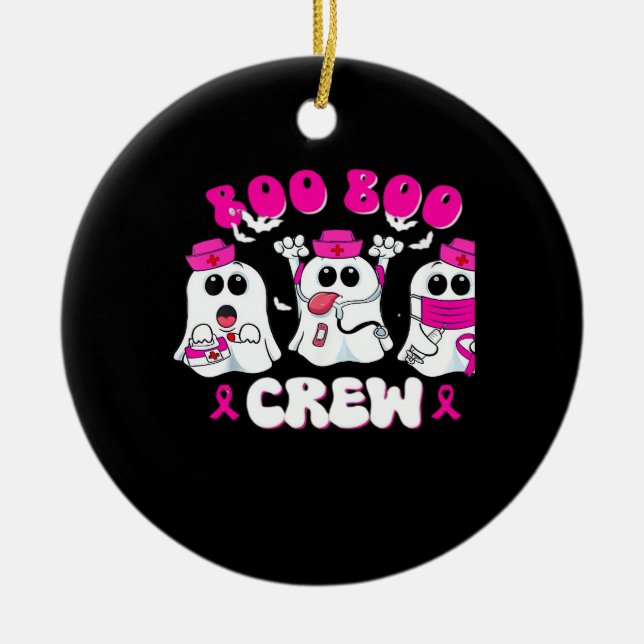 Ornamento De Cerâmica Boo Boo Crew Nurse Halloween Costume Ghost Breast  (Frente)
