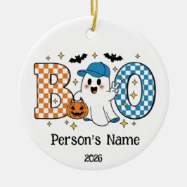 Ornamento De Cerâmica BOO de Halloween personalizável