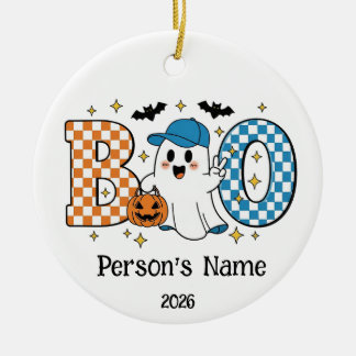 Ornamento De Cerâmica BOO de Halloween personalizável