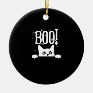 Ornamento De Cerâmica Boo! Engraçado Escondendo Peekabo Assustador Hallo