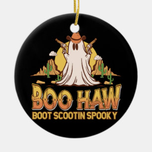 Ornamento De Cerâmica Boo Haw Ocidental Halloween Vintage Fantasma Engra