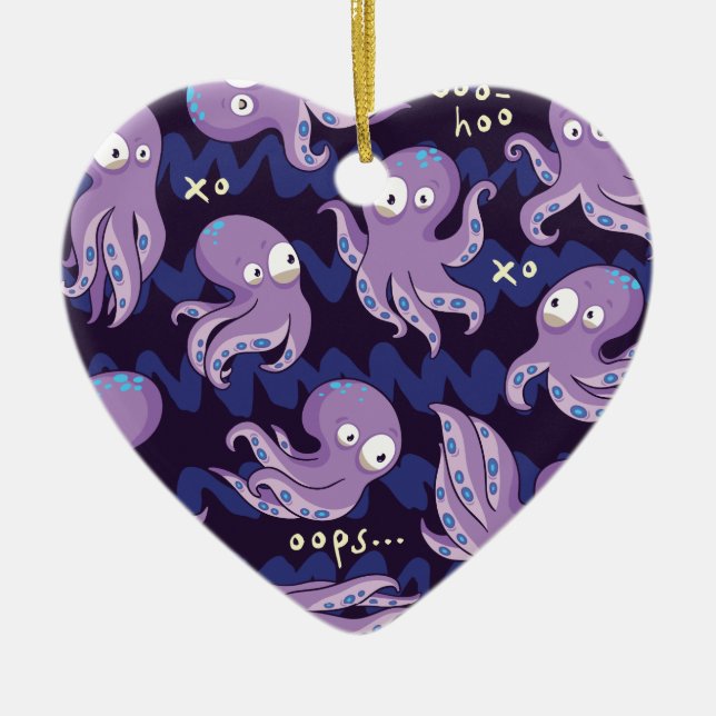 Ornamento De Cerâmica Boo Octopus Cute Purple Kids Clothing & Décor (Frente)