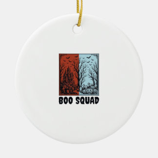 Ornamento De Cerâmica Boo Squad Camisa Vintage Halloween Abóbora Design_