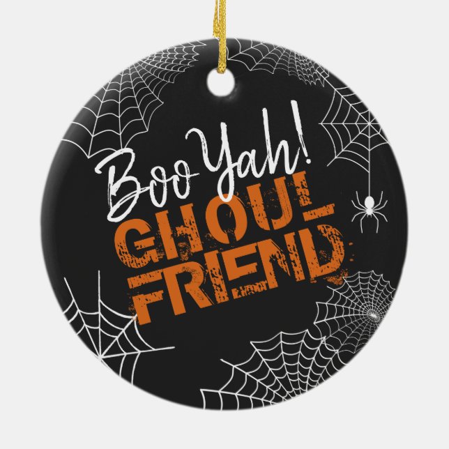 Ornamento De Cerâmica Boo Yah Ghoul Friend Halloween ID684 (Traseira)