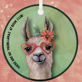 Ornamento De Cerâmica Book Club Funny Llama