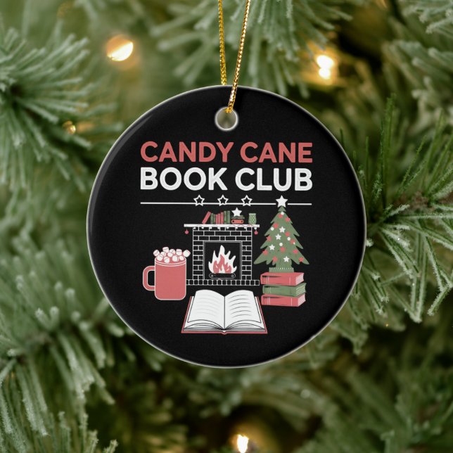 Ornamento De Cerâmica Bookish Christmas Candy Cane Book Club Bookish (Árvore)