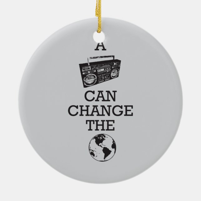 Ornamento De Cerâmica Boombox pode mudar o mundo (Traseira)