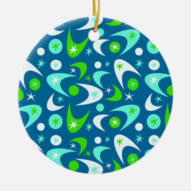 Ornamento De Cerâmica Boomerangs de Retro de meio século (Frente)