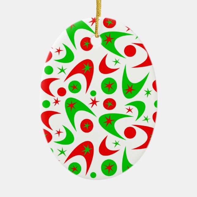 Ornamento De Cerâmica Boomerangs Retro Xmas (Frente)
