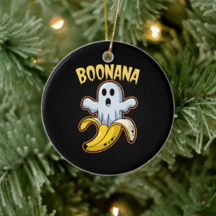 Ornamento De Cerâmica Boonana Fantasma Bonito Banana Halloween