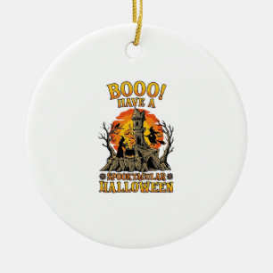 Ornamento De Cerâmica Booo Espetacular Halloween Bruxa Caldeirão Castelo
