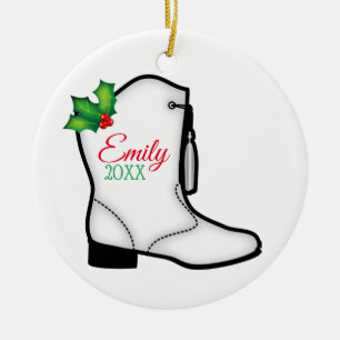 Ornamento De Cerâmica Boot de Natal da Equipe de dança