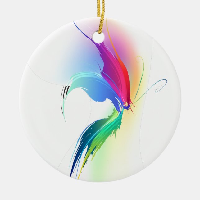 Ornamento De Cerâmica Borboleta abstrato Paint Splatter (Frente)