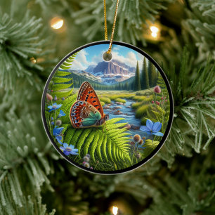 Ornamento De Cerâmica Borboleta Americana de Cobre Encantadora