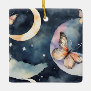 Ornamento De Cerâmica borboleta aquosa no céu noturno